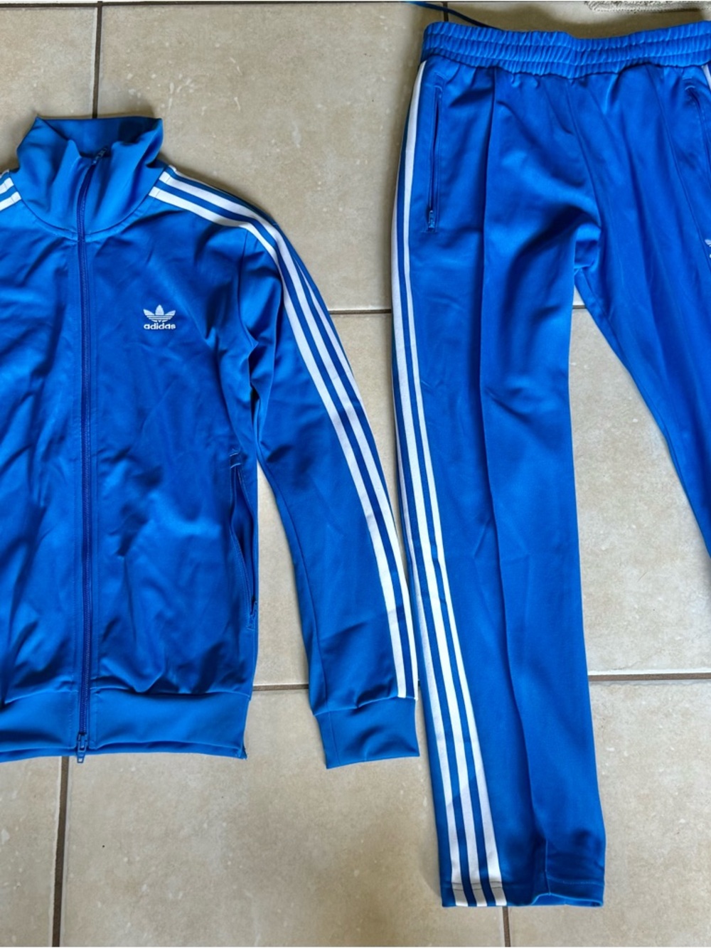 adidas Royal Blue Track Jacket and Pants with White Three Stripes